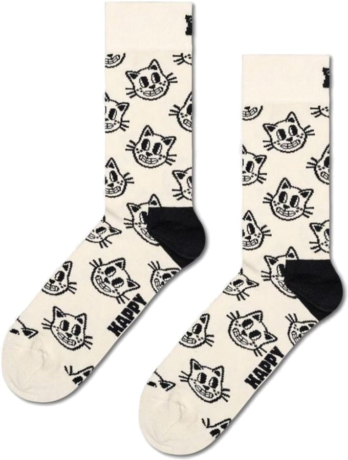 Happy Socks Cat Sock - unisex sokken - wit - Unisex - Maat: 41 - 46