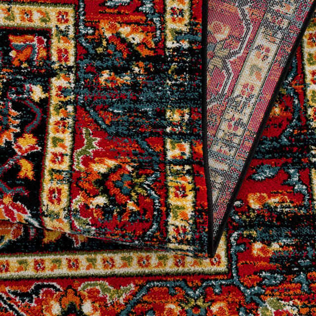 Muratap Vintage marrakech vloerkleed zwart / multi laagpolig- 80x150 cm