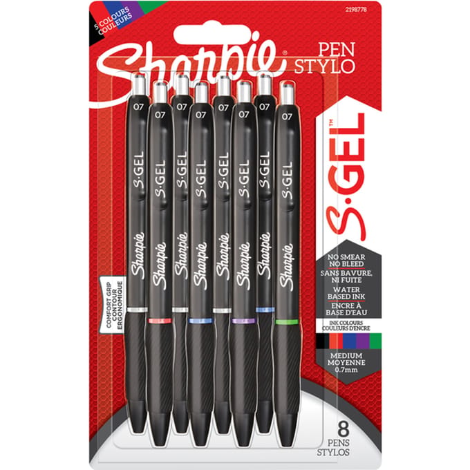 Sharpie S-Gel | Gelpennen | Medium punt (0,7 mm) | Diverse kleuren | 8 stuks