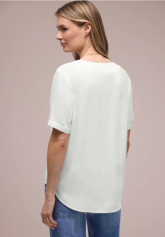 Blouse met korte mouwen en omslag