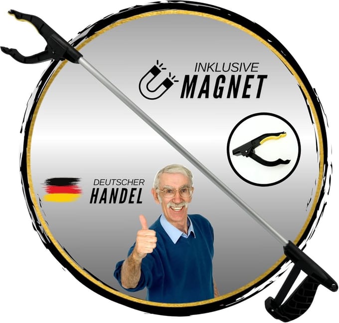 Aluminium Grijptang - Grijphulp Magneet - Dagelijkse Hulp - Lichtgewicht Aluminium - 76.5 cm - Grijs