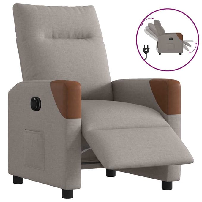vidaXL - Fauteuil - verstelbaar - elektrisch - stof - taupe