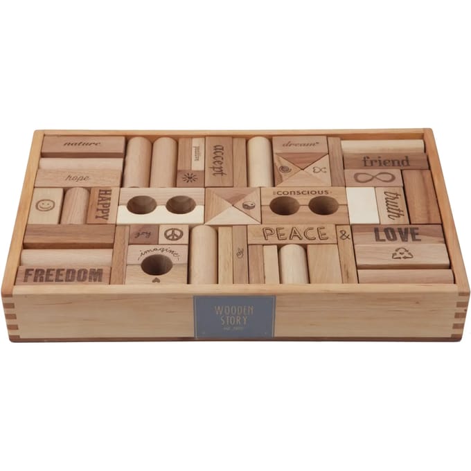 Bouwblokken Wooden Story Peace & Love (x108)