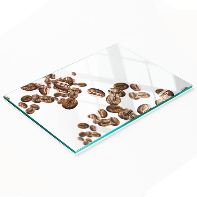 Decoratieve glazen snijplank met koffieboonmotief, 80x52 cm