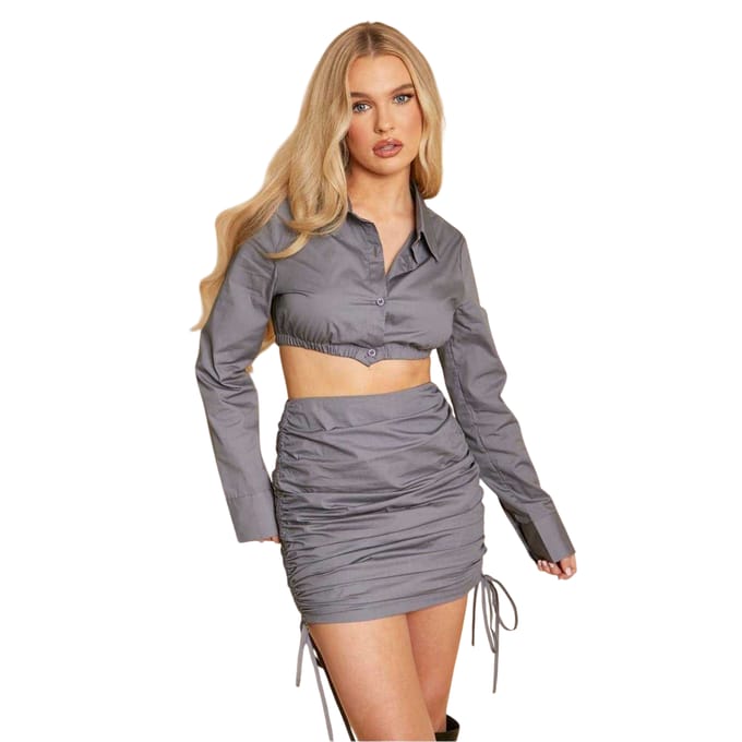Missy Empire Dames/Dames Extreme Poplin Gewaad Top (Houtskool)