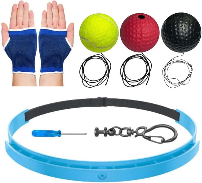 Boksbal Hoofdband - Reflex Bal - Reactie Training - Verstelbare Pasvorm - 6 cm Bal - Meerkleurig