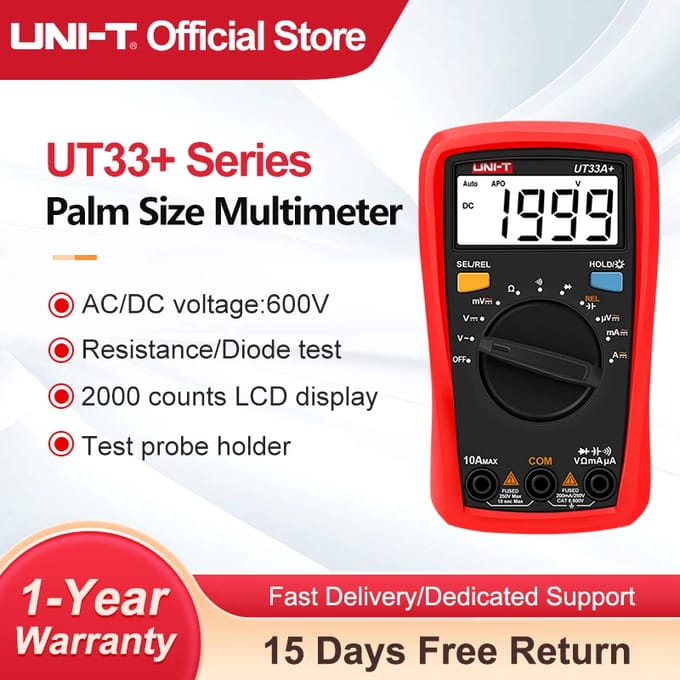 UNI-T UT33A+ Digitale Multimeter UT33D+ UT33C+ UT33B+ Palmformaat Multimeters DC AC Voltmeter Weerstandstester Multitester UT33A PLUS