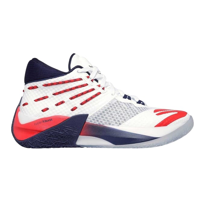 Skechers Heren Mesh Basketbalschoenen (Wit/Rood)
