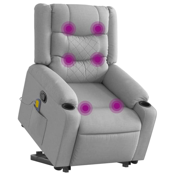 vidaXL - Sta-op-massagestoel - verstelbaar - stof - lichtgrijs