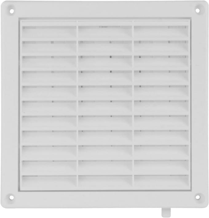 Regelbaar Ventilatie Rooster met Insectennet Wit 170x170mm Ø100mm