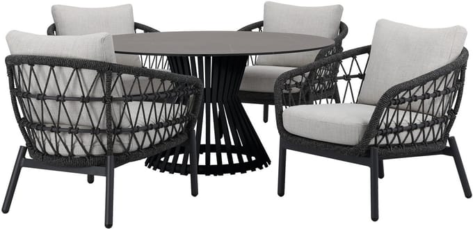 Arezzo Pasadena low dining tuinset 140xH69 cm 5 delig antraciet