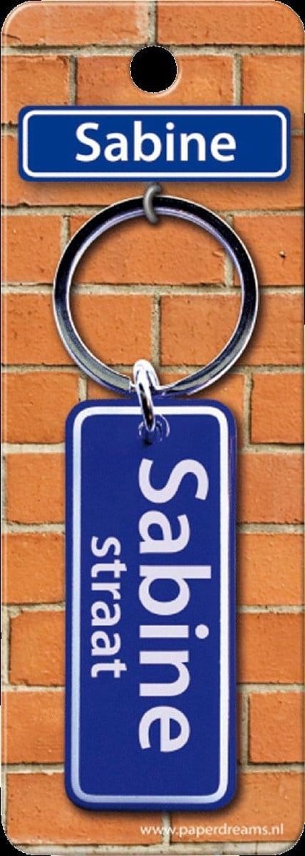 Paper Dreams Sleutelhanger Straatnaam Sabine 9 Cm Staal Blauw