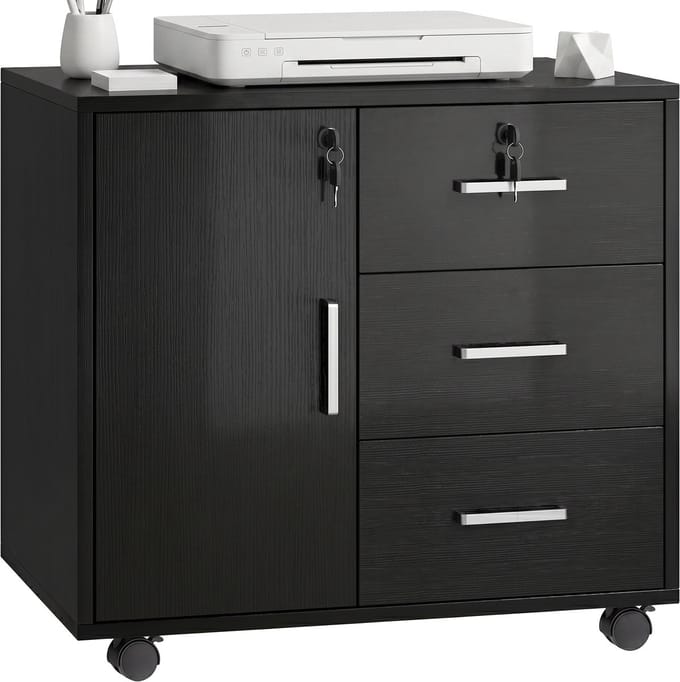 HOMCOM Printerkast - Spaanplaat - 60x40x56cm - Zwart