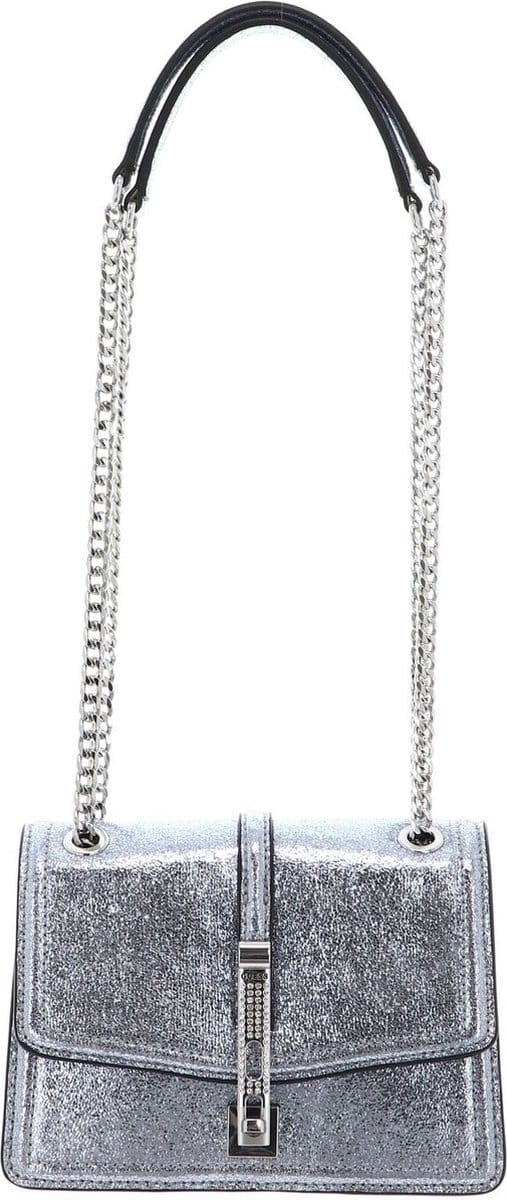 GUESS Schoudertas Gilded Glamour Mini Convertible Flap Silver Zilverkleurig