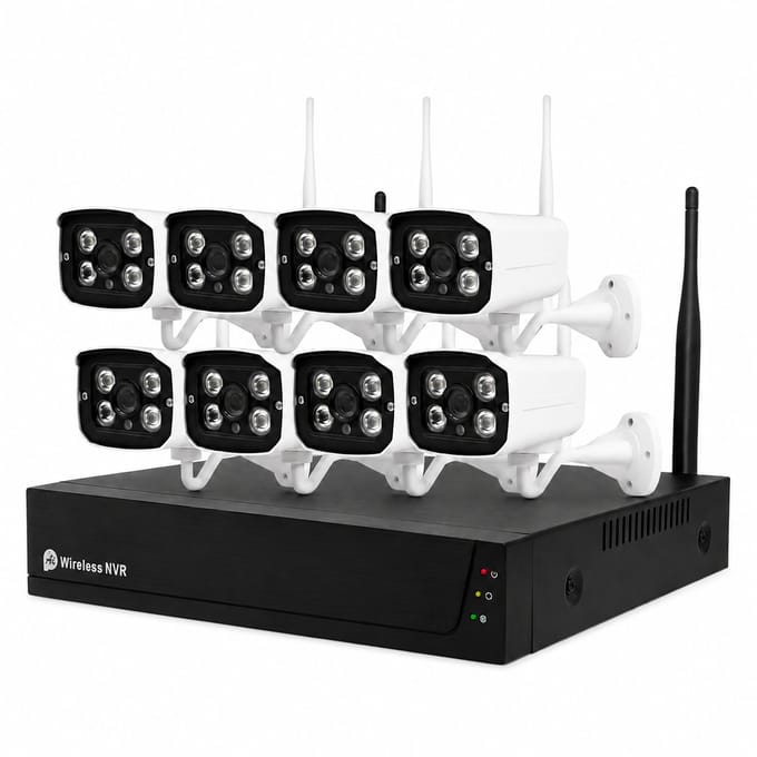 DrPhone SecureVision Beveiligingscamera Set – 8 Draadloze 5MP Indoor Camera’s – NVR met 2TB HDD – Tuya