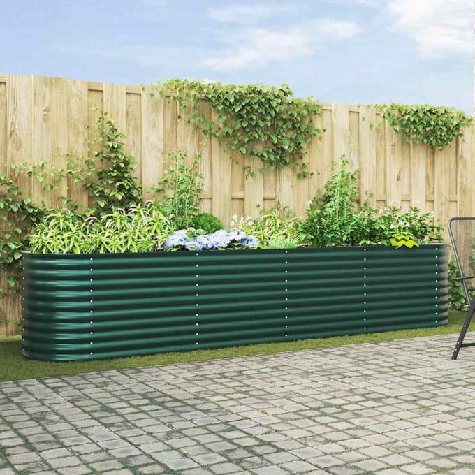vidaXL - Verhoogd - bed - Groen - 400 - x - 80 - x - 81 - cm - Staal