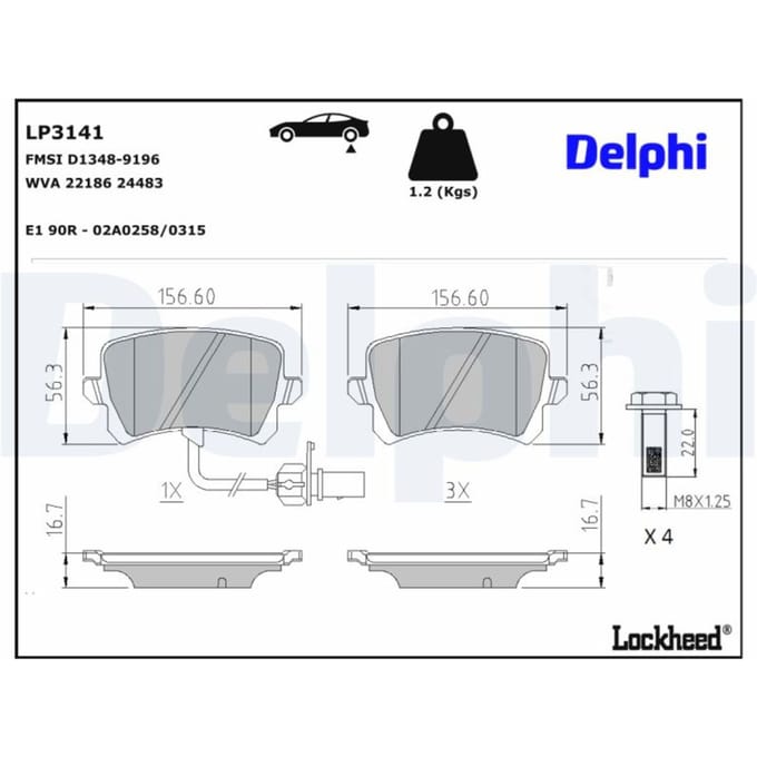 Remblokkenset, schijfrem DELPHI LP3141