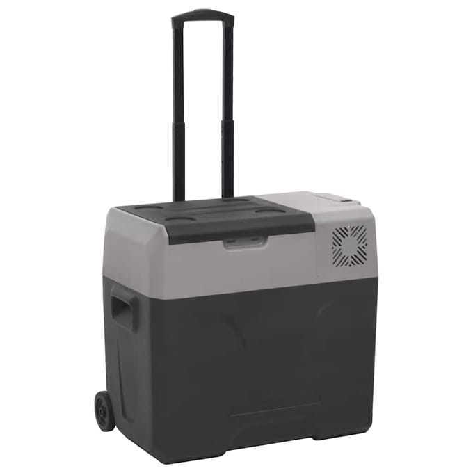 Glacière Portable à Compresseur 40 L avec Roues et Poignée Télescopique Noir et Gris Polypropylène