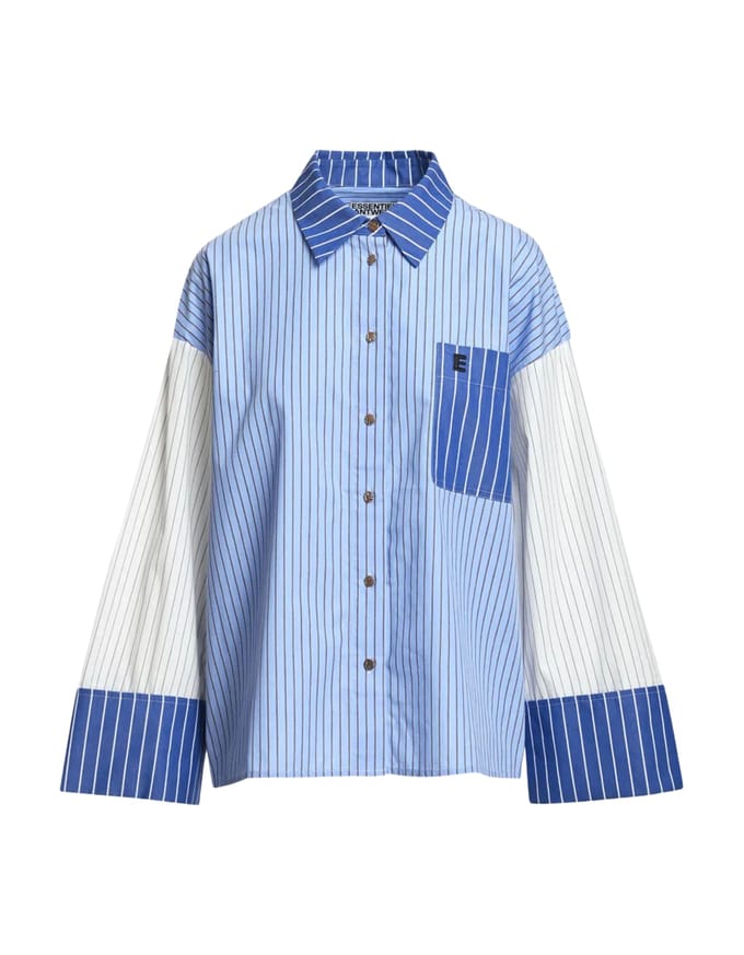 Essentiel Antwerp Fabric Mix Shirt Blouses Lichtblauw Kovid