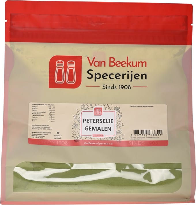 Van Beekum Specerijen - Peterselie Gemalen - 1 KG (hersluitbare stazak)