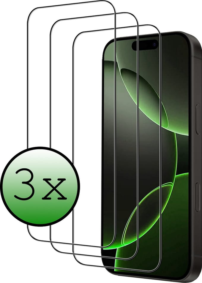 Screenprotector - 3 Stuks Geschikt voor Apple iPhone 16 Pro Max - Full Cover - Beschermglas - Gehard Glas - Tempered Glass - Screen Protector