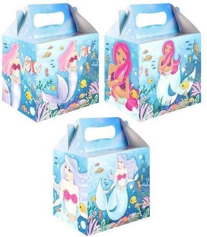 6 stuks menubox zeemeermin 14 x 9.5 x 18 Cm