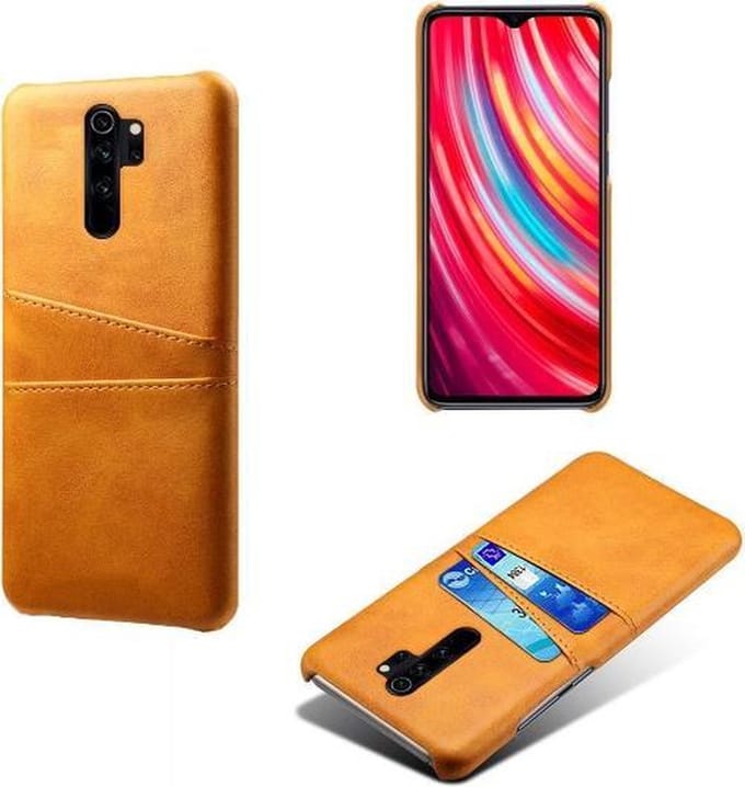 Back Cover met Opbergvakjes + Gehard Glas Screenprotector voor Xiaomi Redmi Note 8 Pro _ Bruin