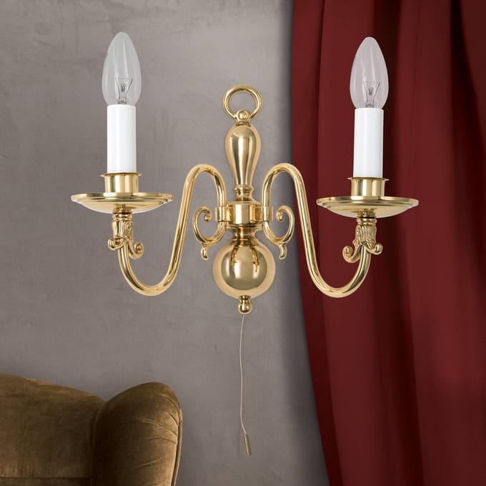 ORION Messing-wandlamp Imke, 2-lichts