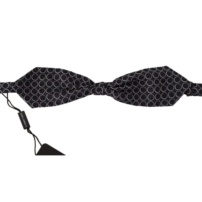 Dolce & Gabbana Zwart Witte Ronde 100% Zijden Nek Papillon Heren Stropdas