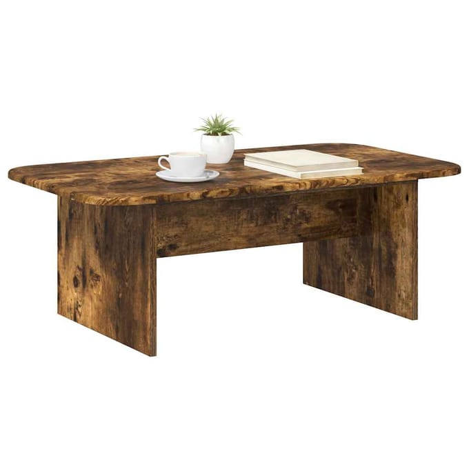 vidaXL - Salontafel - Gerookt - eiken - 93 - x - 53 - x - 33 - cm - Bewerkt - hout