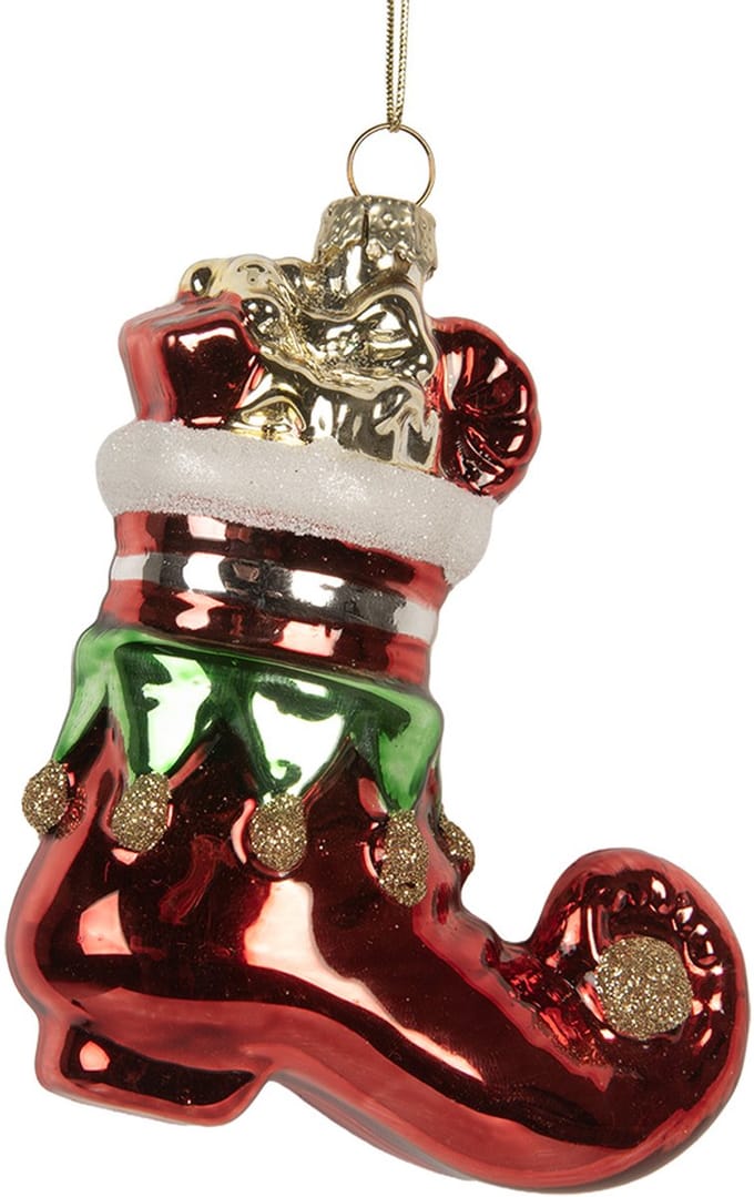 Clayre & Eef Kersthanger Laars 9x4x10 cm Rood Glas