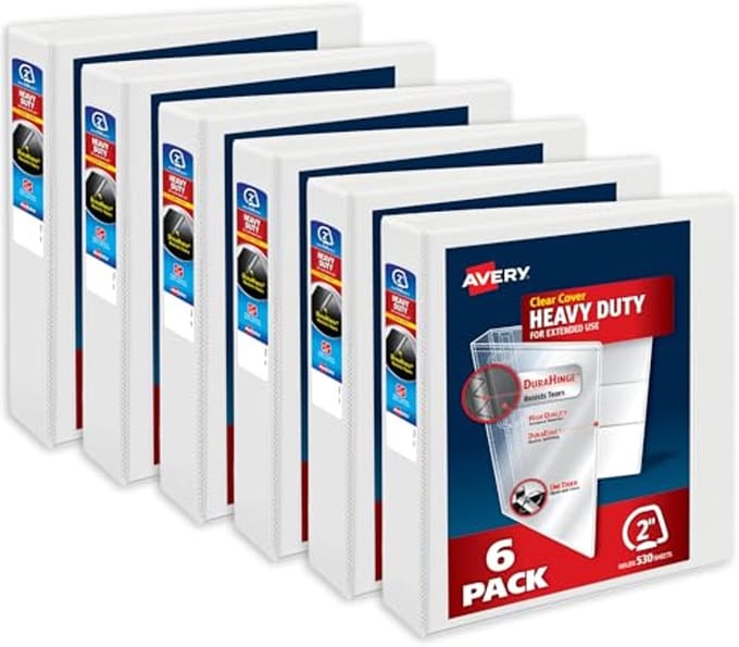 Robuuste zichtmappen met schuine ringen – 2 inch, pack van 6