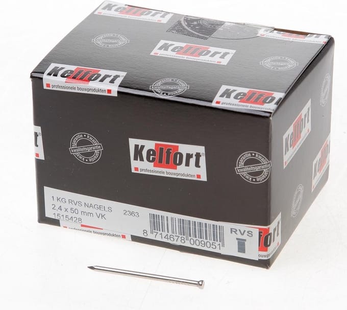 Kelfort draadnagel verloren kop RVS 2.4 x 50mm 1kg