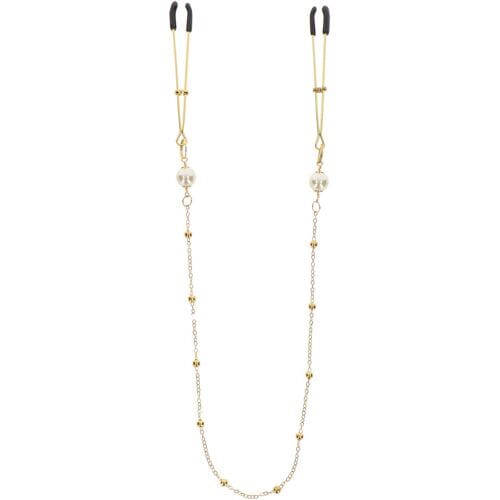 Taboom - Tweezers Pearl & Deluxe Chain - Bondage / SM Nipple clamps Goud