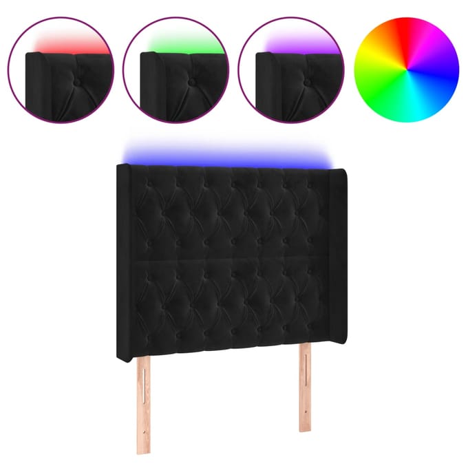 vidaXL - Hoofdbord - LED - 103x16x118/128 - cm - fluweel - zwart
