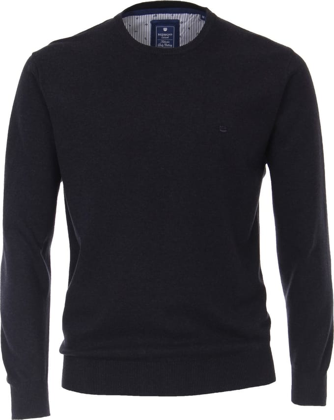Redmond heren trui katoen - O-hals - donkerblauw