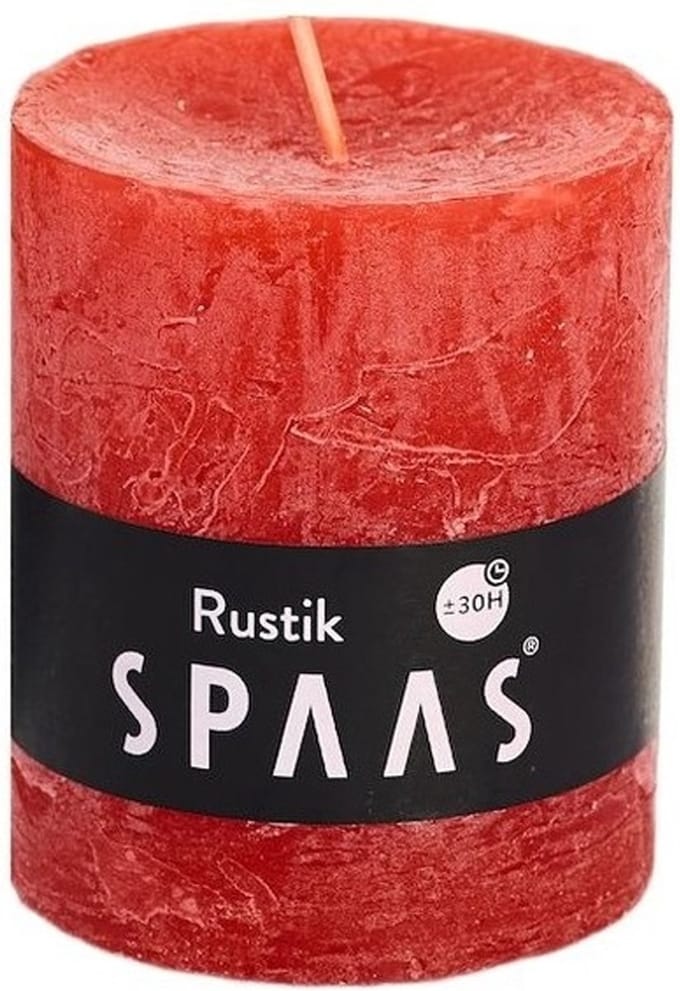 Spaas rustieke cilinderkaars/stompkaars - 1x - rood - 7 x 8 cm - 30 branduren