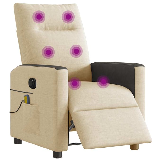 vidaXL - Massagestoel - elektrisch - verstelbaar - stof - crèmekleurig