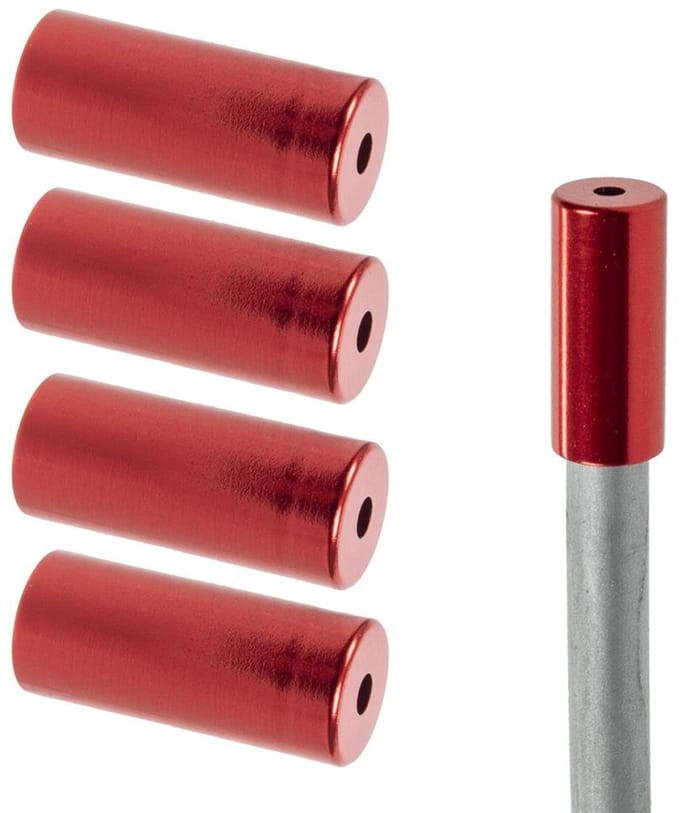 Aluminium Eindkappen - Versnellingskabel - 4 mm - 5 stuks - Rood