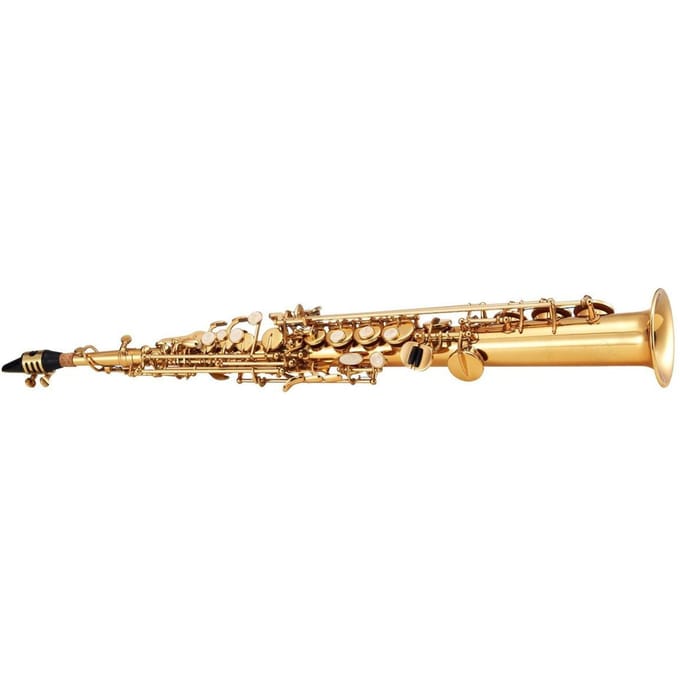 Goudmessing Rechte Sopraansaxofoon B-flat Sax met Koffer Mondstuk