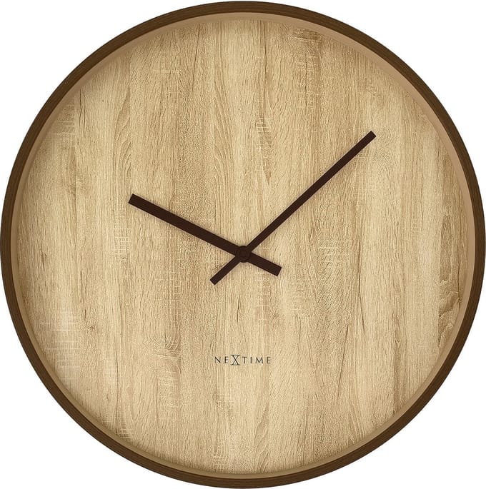 NeXtime Oslo Large – Wandklok – 50 cm – Plastic – Donkerbruin/Lichtbruin – Stil