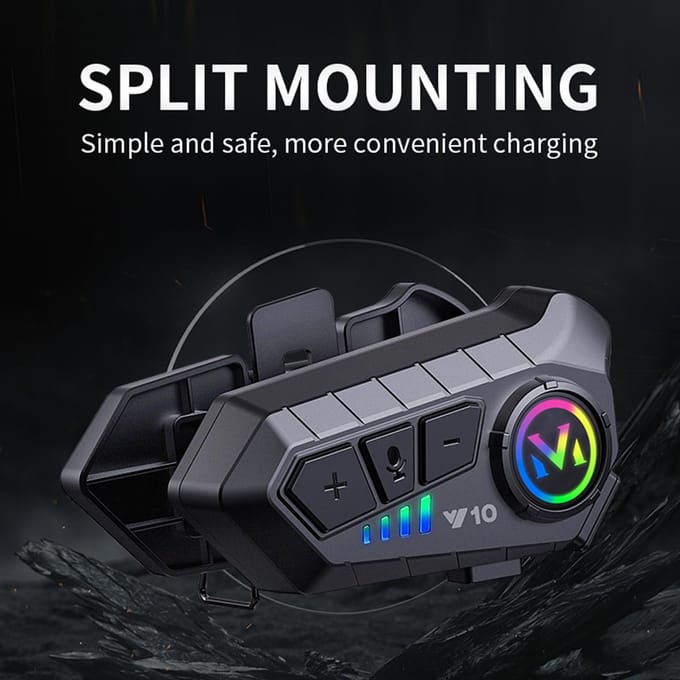 Y10 Motorfiets BT5.3 Intercom Headset Ruisonderdrukking Compatibel met een Verscheidenheid aan Helmen Hard Mic gray