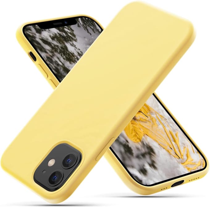 Solid hoesje Soft Touch Liquid Silicone Flexible TPU Cover - Geschikt voor: iPhone 12 Pro Max - Geel