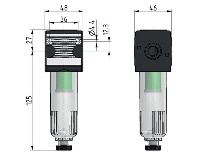Microfilter 0.01micron G1/4'' 280l/min Auto Polycarbonaat Multifix 1