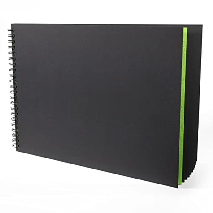 Shady Spiraal Schetsboek A3 Landschap 200gr - 40 vel Zwart
