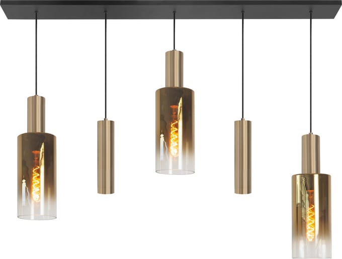 Highlight - Hanglamp Perugia 3+2 lichts L 120 cm zwart goud