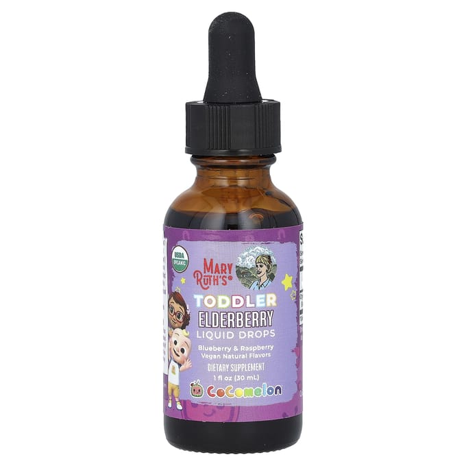 MaryRuth's, Cocomelon, Gouttes Liquides de Sureau pour Tout-Petits, 1-3 Ans, Myrtille et Framboise, 1 fl oz (30 ml)