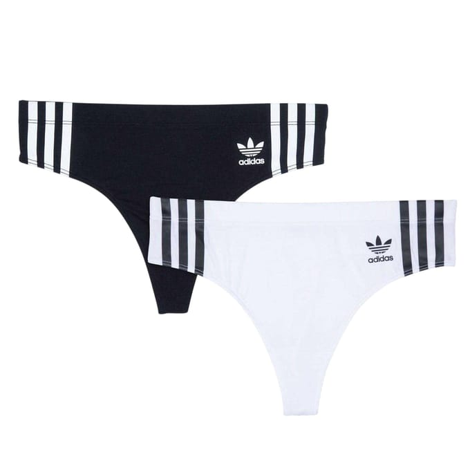 Adidas Dames Katoenen Comfort String (Pak van 2) 10 UK zwart/wit