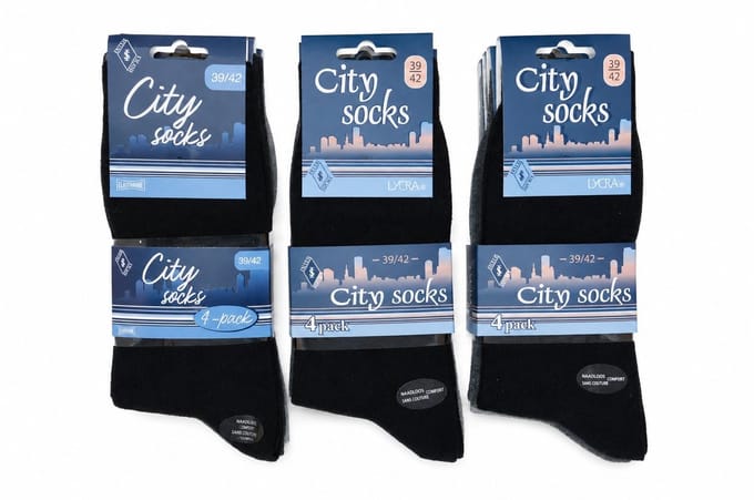 City socks - 80% katoen + 15% polyamide + 5% elastaan - 12 paar - zwart/grijs - 39/42