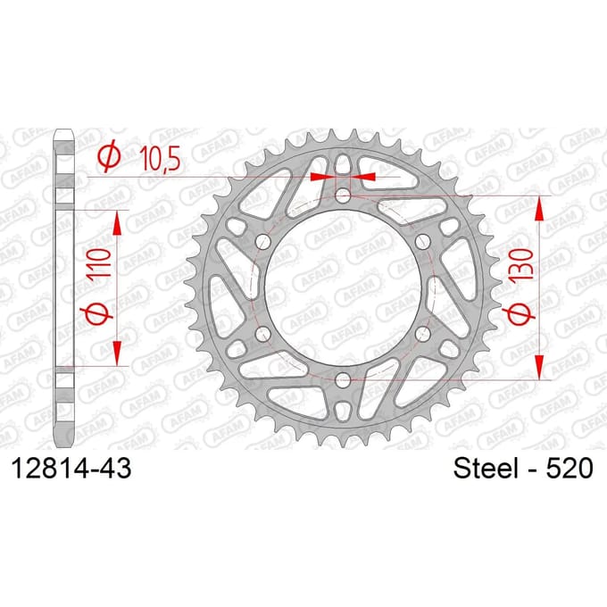 Stalen tandwiel Afam 520 43 dents